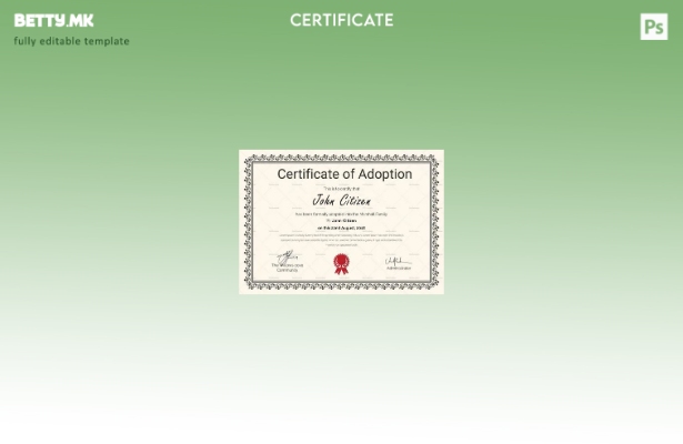 модерен стил Шаблон за сертификат за посвојување на Заливот на врбите